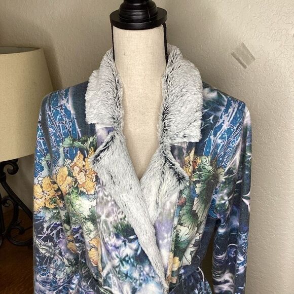 Alberto Makali Mystical Fairycore Double Breasted Sweater Jacket with Faux Fur - Picture 4 of 15